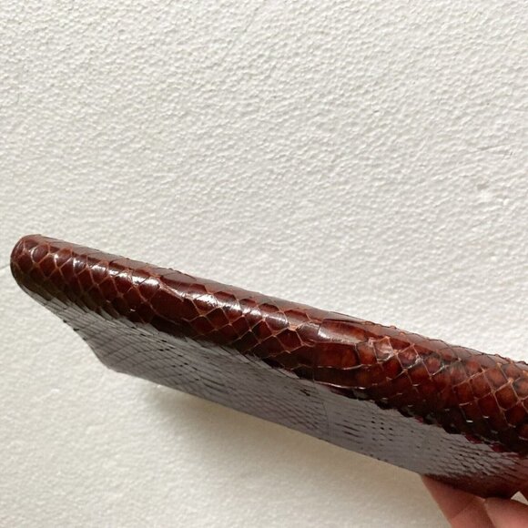 NIB  Vintage Lizard Skin Burgundy Brown Long Wallet w Coin Compartment - Picture 9 of 13